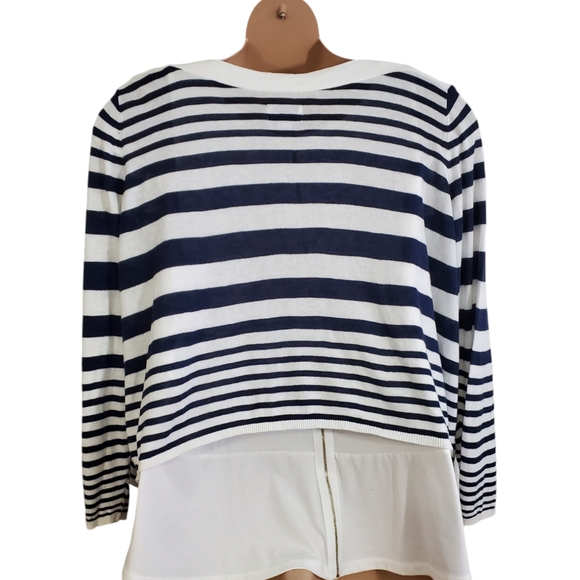 Avenue Open Front Cardigan Sweater Sz 26/28 Blue & White Stripes ~ Pre-Owned - Picture 6 of 11